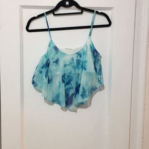 Blue tie dye cropped blouse LAST CALL